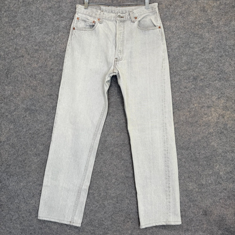 Vintage Levi's 501 Jeans Mens 34x36 (fits 30x30) Light Gray Button Fly 90s Pants